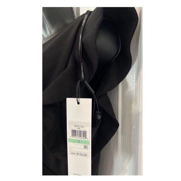 Calvin Klein Little Black Dress Sheath Ruffle‎ Sleeveless Women's Size 8 NEW NWT - Picture 5 of 8